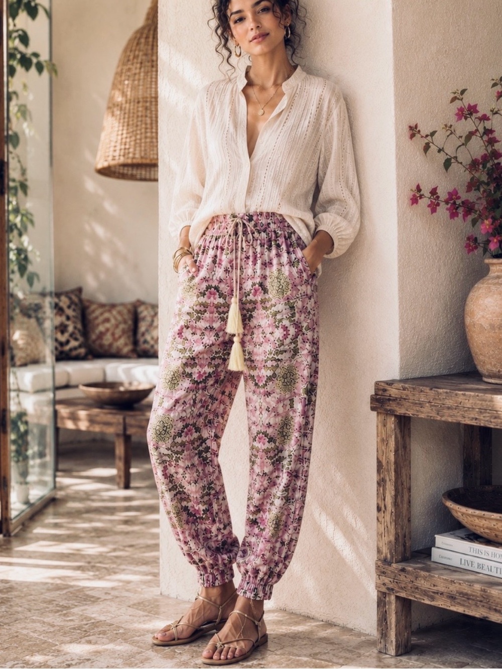 REVOLVE ANTHRO HEMANT & NANITA PINK METALLIC HAREM JOGGER HIGH RISE PANTS XS